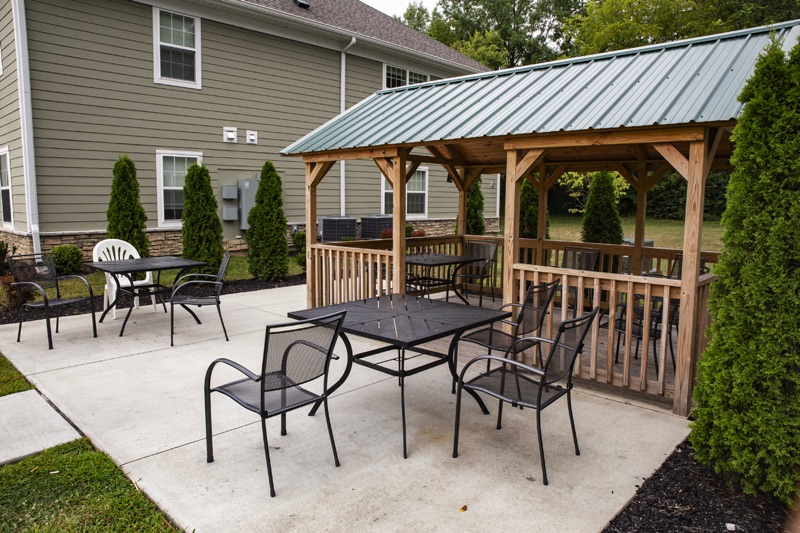 Courage Court Exterior Seating area