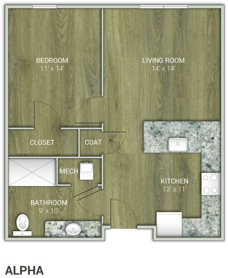 1 bedroom floorplan