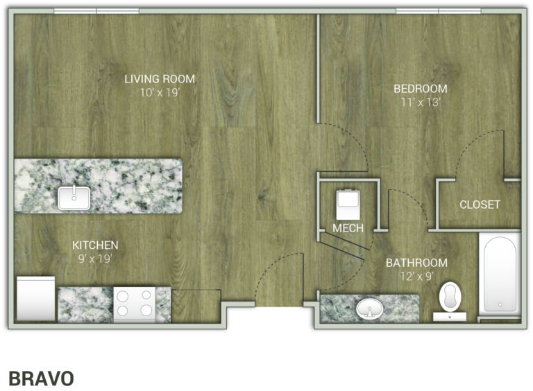 1 bedroom floorplan