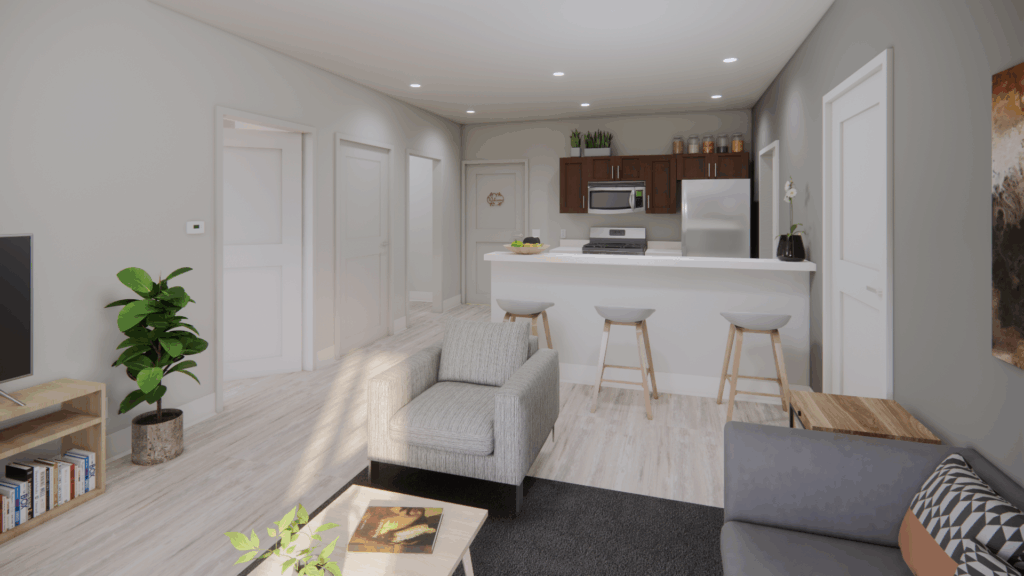 Rendering of apartment living room