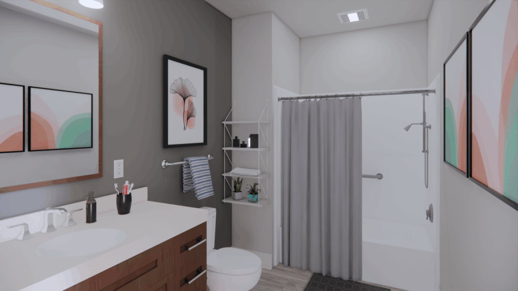 Rendering of apartment bathroom